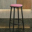Ver imagem 1 de Banqueta Alta Luxo Aço Banco Luna Suede Luna:rosa