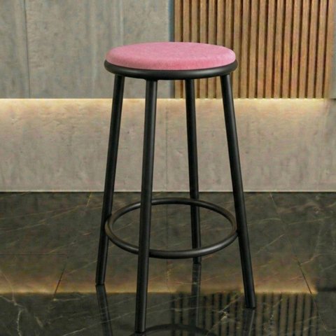 Banqueta Alta Luxo Aço Banco Luna Suede Luna:rosa