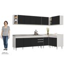 Ver imagem 5 de Armário de Cozinha Modulado de Canto 7 Peças Cp36 com Pia Inox Branco/preto - Lumil Lumil Móveis