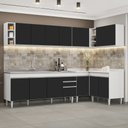 Ver imagem 2 de Armário de Cozinha Modulado de Canto 7 Peças Cp36 com Pia Inox Branco/preto - Lumil Lumil Móveis