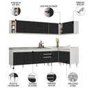 Ver imagem 3 de Armário de Cozinha Modulado de Canto 7 Peças Cp36 com Pia Inox Branco/preto - Lumil Lumil Móveis