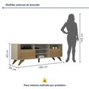Ver mais imagens de Rack Bancada 2 Portas Pés Madeira Maciça Mariana Vademoveis Off White/cinamomo