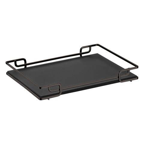 Bandeja Multiuso Hara Luana Tampo Couríssimo Preto 37x57 Cm:Preta