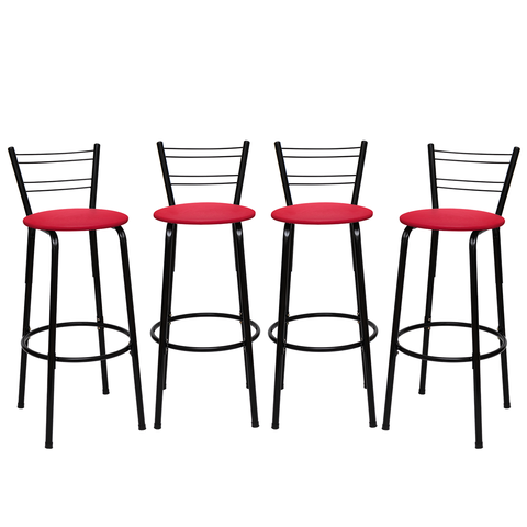 Kit 4 Banquetas para Balcão Bancada Cozinha Bistrô Ilhas Gourmet Bares Banco Flórida Preta