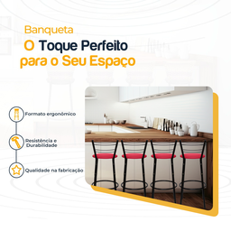 Kit 4 Banquetas para Balcão Bancada Cozinha Bistrô Ilhas Gourmet Bares Banco Flórida Preta - 3