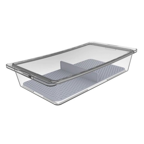 Travessa Hermética Retangular com Tampa e Divisória 4,8l Frutas Legumes Verduras Crippa