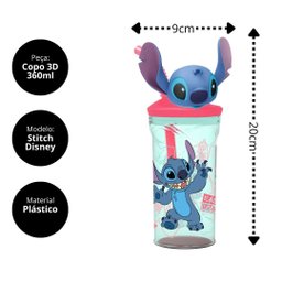 Conjunto Refeição Infantil Stitch Disney 8 Peças Estojo, Potes, Talheres e Copo 3d com Canudo - 10