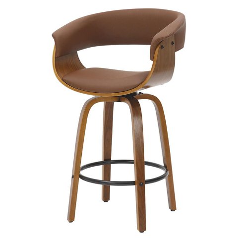 Banqueta Betim Baixa Corino Marrom Base Madeira 95cm - 75603