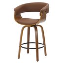 Ver imagem 1 de Banqueta Betim Baixa Corino Marrom Base Madeira 95cm - 75603