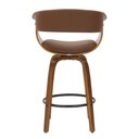Ver imagem 4 de Banqueta Betim Baixa Corino Marrom Base Madeira 95cm - 75603