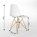 Ver imagem 6 de Mesa Jantar Redonda 110cm Amêndoa Clips 3 Pés com 4 Cadeiras Eames Eiffel Brancas Base Dourada