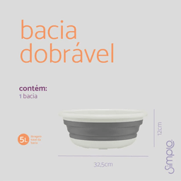 Bacia Plástica Dobrável 5l Simplo - Oikos - 3