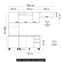Ver imagem 4 de Armário de Cozinha Cp02 260cm Nala Freijó Uv/off Acetinado Z44 - Mpozenato