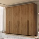 Ver imagem 1 de Guarda-Roupa 6 Portas com 4 Gavetas Internas 1 com Divisória e Maleiro Estrela RV Móveis Carvalho