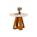 Ver imagem 1 de Mesa P/ Cozinha Celeste C/ Tampo Madeirado Vidro Redondo 103x103cm Cedro/off White - Dj Móveis