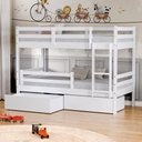 Ver imagem 1 de Beliche Infantil Eco com 02 Gavetas e Grade de Proteção Madeira Maciça Branco Mobilistore