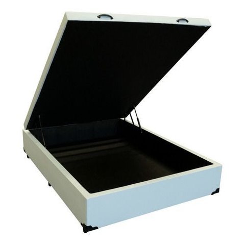 Cama Box Baú Casal Reforçada Fabricação Própria - Corino Branco