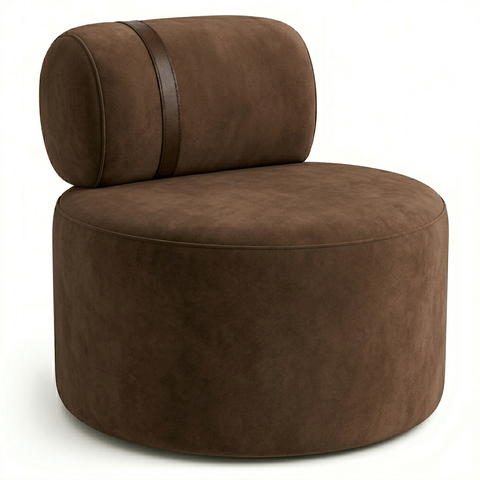 Poltrona Orgânica Moderna Decorativa para Sala Suede:Suede Marrom