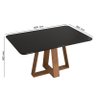 Mesa de Jantar Kiara Retangular Tampo Chanfrado Curvo com Vidro Freijó/Preto Brilho - PR Móveis - 4