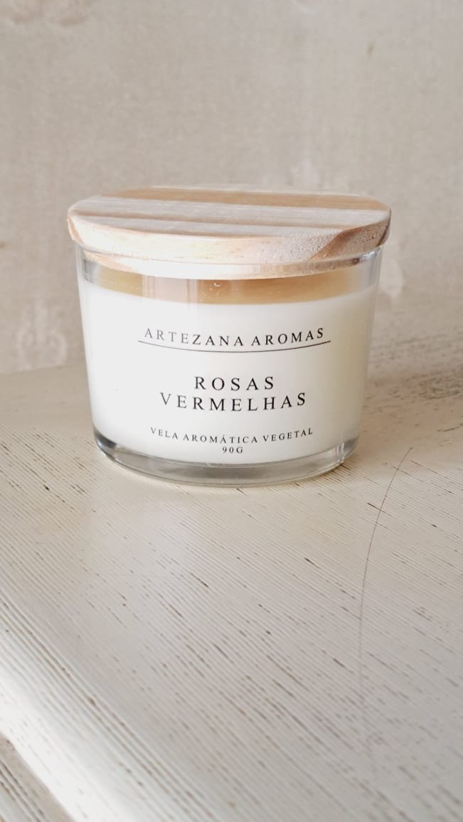 Vela Rosas Vermelhas - 90g Artezana Aromas Linha Clássica