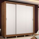 Ver imagem 1 de Guarda-Roupa Casal Madesa Lyon 3 Portas de Correr 2 Gavetas com Pés Rustic/Branco Cor:Rustic/Branco