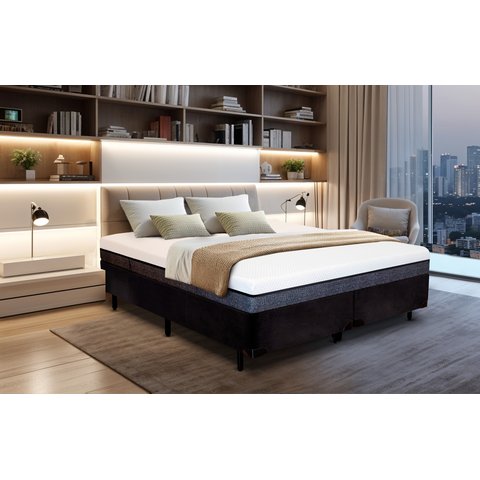 Cama Box King Size Bipartida Serenelife - Suede Preto