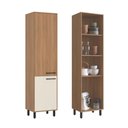 Ver imagem 1 de Armário Paneleiro 2 Portas 3 Prateleiras 220x55 cm Granada Amadeirado Off White Casamia