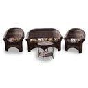 Ver imagem 1 de Conjunto de Sofá Fibra Sintética Bali - 1 Sofá 2L + 2 Poltronas + 1 Mesa Centro - Tecido Revieira Ma