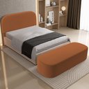 Ver imagem 6 de Cabeceira Cama Box Casal 160cm Lanna com Puff Recamier Doha W01 Bouclê Terracota - Lyam Decor