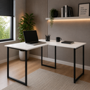 Ver imagem 1 de Mesa em L para Escritório com Estrutura Resistente Max 90x150 cm - Branco