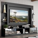 Ver imagem 7 de Estante Com Suporte Tv 65" Portas C/ Espelho Oslo Multimóveis V3382 Preta/Lacca Fumê