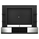 Ver imagem 3 de Estante Com Suporte Tv 65" Portas C/ Espelho Oslo Multimóveis V3382 Preta/Lacca Fumê