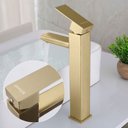 Ver imagem 2 de Torneira Banheiro Lavatório Bica Alta Metal Inox Dourada Brinovar