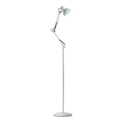 Luminária Chão Pedestal Articulada Tipo Coluna Branco Office Lamp