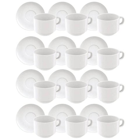 Jogo 12 Xicaras com Píres Porcelana 240ml Paola Tramontina Cozinha Servir Chá Café