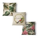 Ver imagem 1 de Kit 3 Capas de Almofada 43x43cm - Floral - Tecido Veludo 100% Poliéster