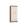 Guarda Roupa Solteiro 3 Portas e 1 Gaveta Prince Amêndola/Off White - Demóbile - 1