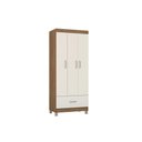 Ver imagem 1 de Guarda Roupa Solteiro 3 Portas e 1 Gaveta Prince Amêndola/Off White - Demóbile