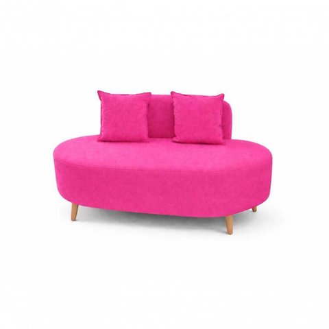 Sofá Feijão 2 Lugares 115cm Rosa Veludo do Lar Móveis