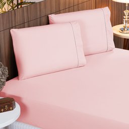 Kit Roupa de Cama Casal 3 Peças 400 Fios Toque Suave Cor:rosa - 2