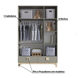 Guarda Roupa Infantil Eleva com 3 Portas - Gianduia - 5 Guarda Roupa Infantil Eleva com 3 Portas - Gianduia - 5