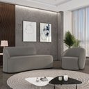 Ver imagem 2 de Sofá 3 Lugares Orgânico 180cm Morgan e Poltrona Lua Suede Grafite D03 - D’Rossi