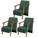 Ver imagem 1 de Kit 3 Poltronas Venus 1 Lugar Braço Madeira Maciça Tecido Suede Unidecor Verde
