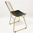 Ver imagem 3 de Cadeira Cozinha Bertoia Retrô cor Dourado fosco assento preto - Poltronas do Sul