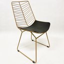 Ver imagem 1 de Cadeira Cozinha Bertoia Retrô cor Dourado fosco assento preto - Poltronas do Sul