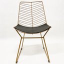 Ver imagem 2 de Cadeira Cozinha Bertoia Retrô cor Dourado fosco assento preto - Poltronas do Sul