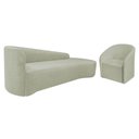 Ver imagem 1 de Kit Sofá Curvo França 180cm Ld. e Poltrona Luiza Max Conforto, Bouclé Verde Oliva