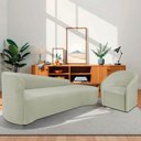 Ver imagem 2 de Kit Sofá Curvo França 180cm Ld. e Poltrona Luiza Max Conforto, Bouclé Verde Oliva