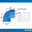 Ver imagem 4 de Joelho De 90° Graus Soldável PVC Azul Para Canos Tubos De Água Fria De 1/2” Polegadas 25mm