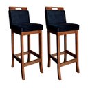 Ver imagem 1 de Kit 2 Banquetas Alta Estofadas com Encosto Milão 104 cm Madeira Maciça Suede Preto CCS